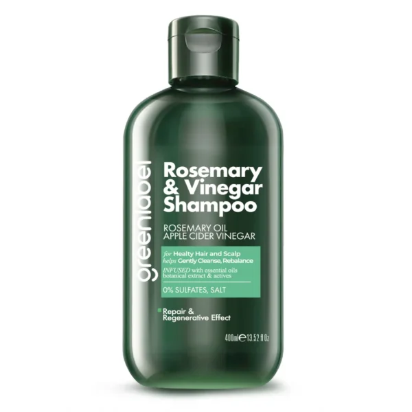 Rosemary and Apple Cider Vinegar Extract Salt-Free Paraben-Free Sulfate-Free Renewing and Purifying Shampoo 400 ML